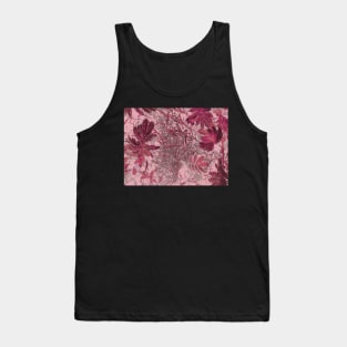 Sparkling Dew Drops and leaves Abstract Botanical Design - Pink Tank Top
